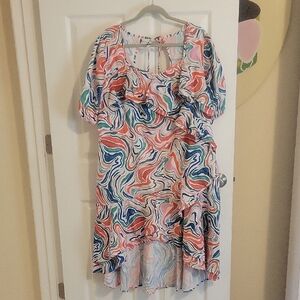 June + Vie vneck ruffle tie at back neck foe keyhole look High Low Dress Sz18/20